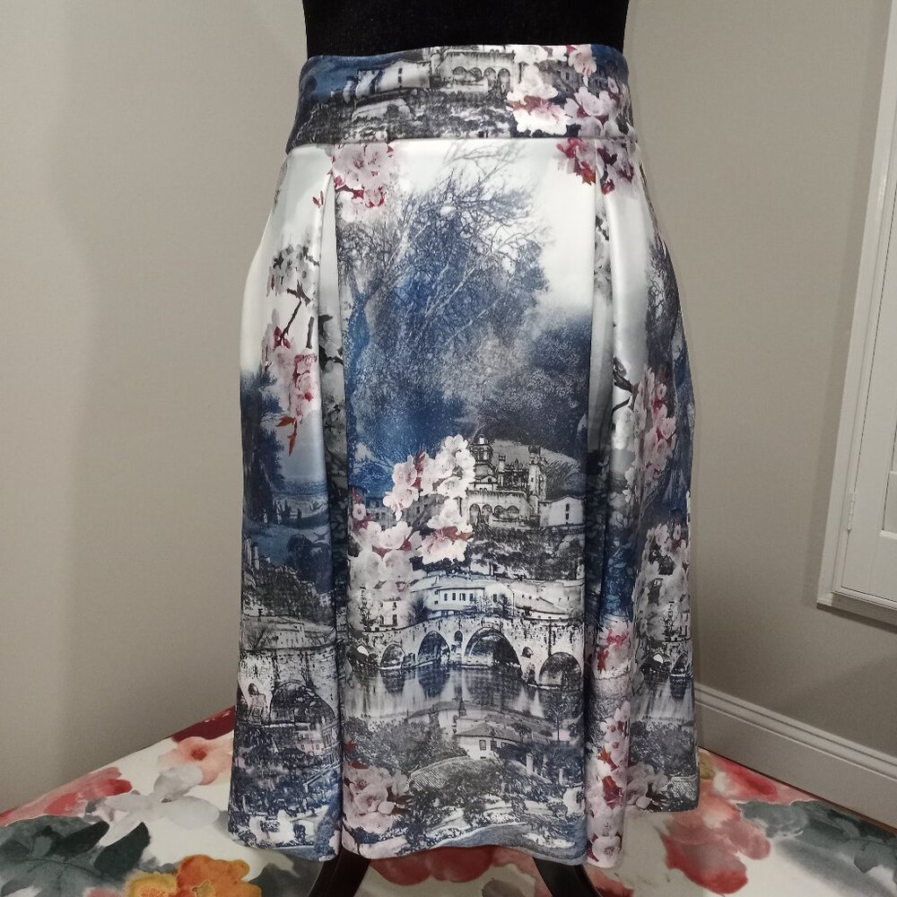 PHASE 8 PLEATED FLARED SKIRT WITH ICONIC PRINT UK SIZE 12 BRITISH BRAND
